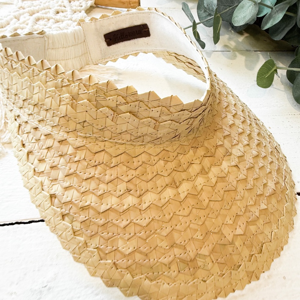 Woven Straw Visor Hat - Natural